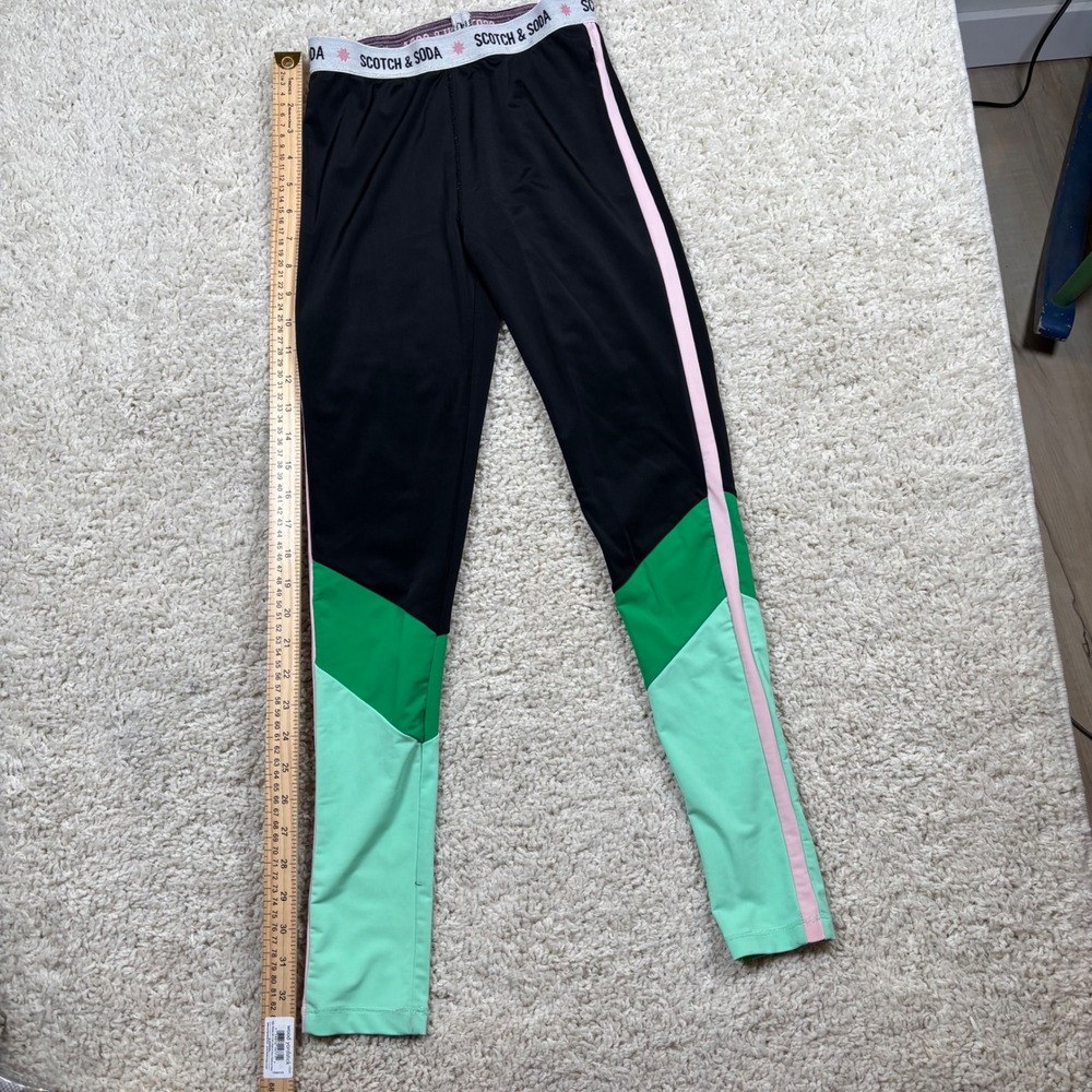 Scotch & Soda Amsterdam Girls Leggings 12 Black Green Pink Sporty Leggings